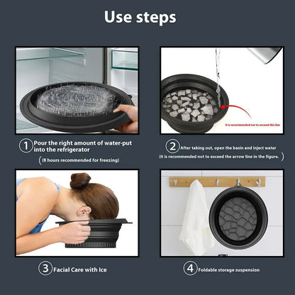 Face Ice Bath Bowl for Facials Plunge Dipping Face Folding Washbasin Ice Facials Washbasin Facials Skin Cares Tool Ice Bowl Q0U6
