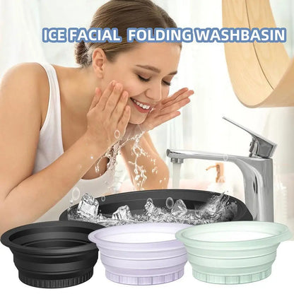 Face Ice Bath Bowl for Facials Plunge Dipping Face Folding Washbasin Ice Facials Washbasin Facials Skin Cares Tool Ice Bowl Q0U6